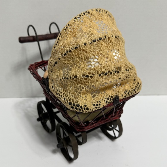 DanDee Collectors Choice Porcelain Baby Doll in Wicker Pram Vintage Collectible - Picture 7 of 8